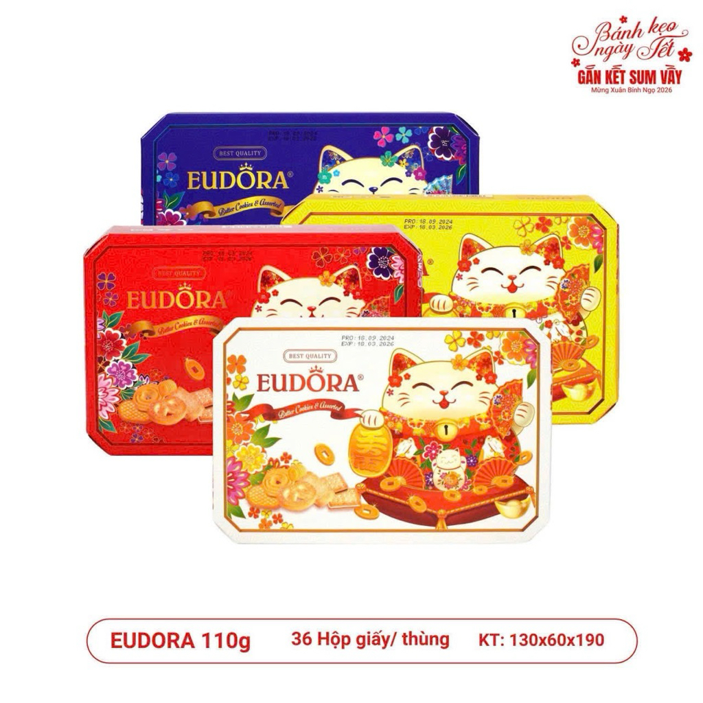 (Sẵn,date mới)Bánh quy Eudora MèoThần tài 110gr