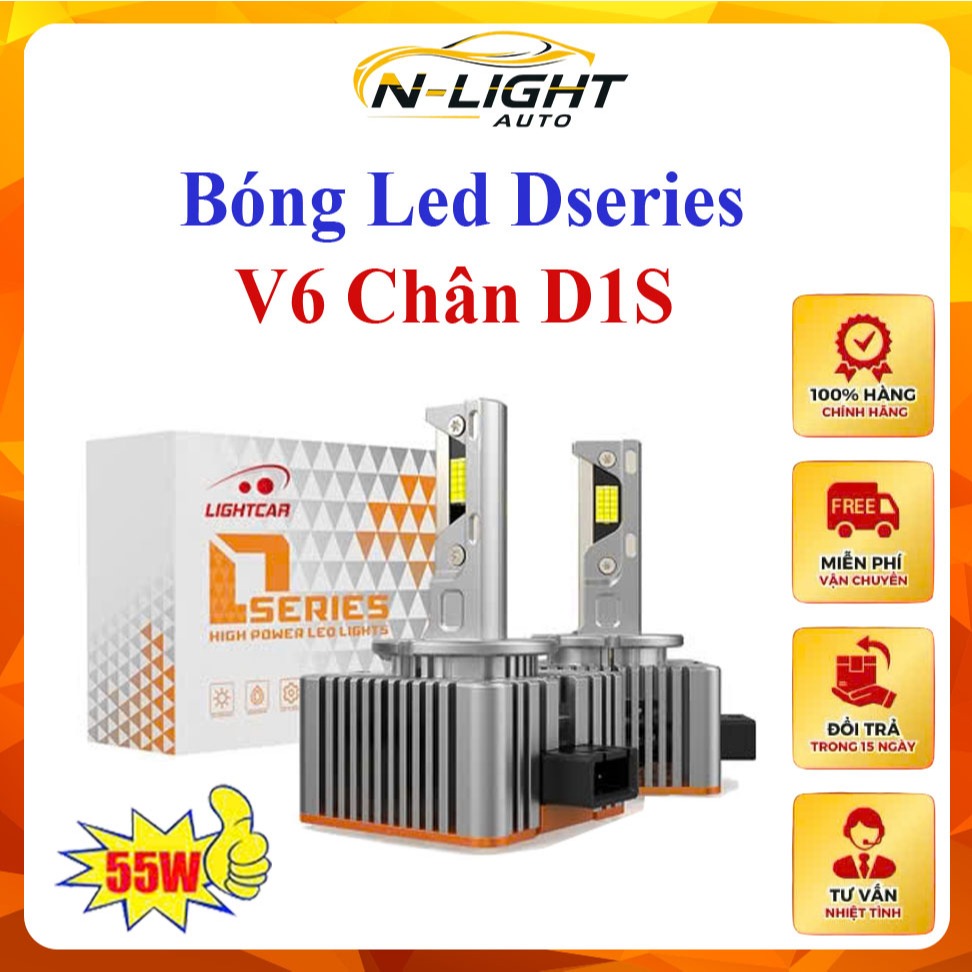 Bóng Led Chân D1S Cao Cấp , LightCar V6 D1S Siêu Sáng 55W