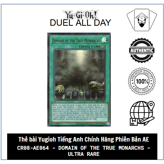 Thẻ bài Yugioh chính hãng AE: CR08-AE064 - Domain of the True Monarchs - Ultra Rare