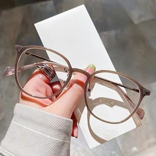  Gọng kính tròn chống ánh sáng xanh 0 độ gọng kim loại viền nhựa trái tim cho mặt vừa  lớn vừa - MÃ Z9535 