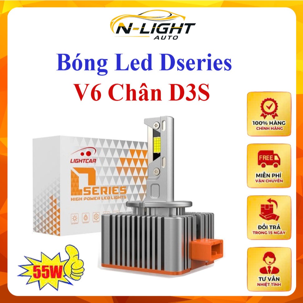 Bóng Led Chân D3S Cao Cấp , LightCar V6 D3S Siêu Sáng 55W