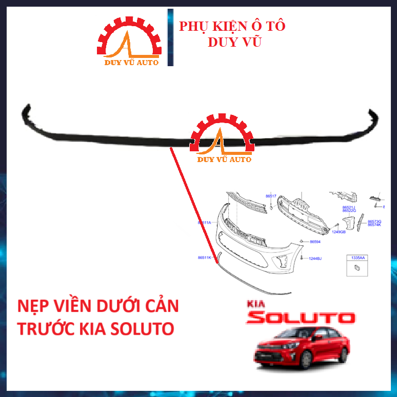 SOLUTO NẸP VIỀN DƯỚI CẢN TRƯỚC KIA SOLUTO ĐỜI 2018-2024, VIỀN CHẮN BÙN CẢN TRƯỚC SOLUTO