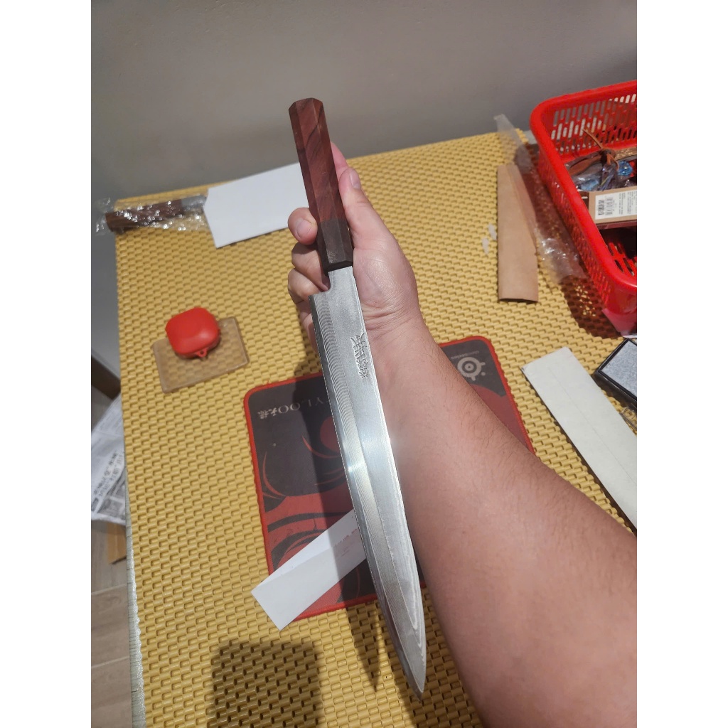 dao shashimi damascus  2 mặt lõi vg10  nhật bản