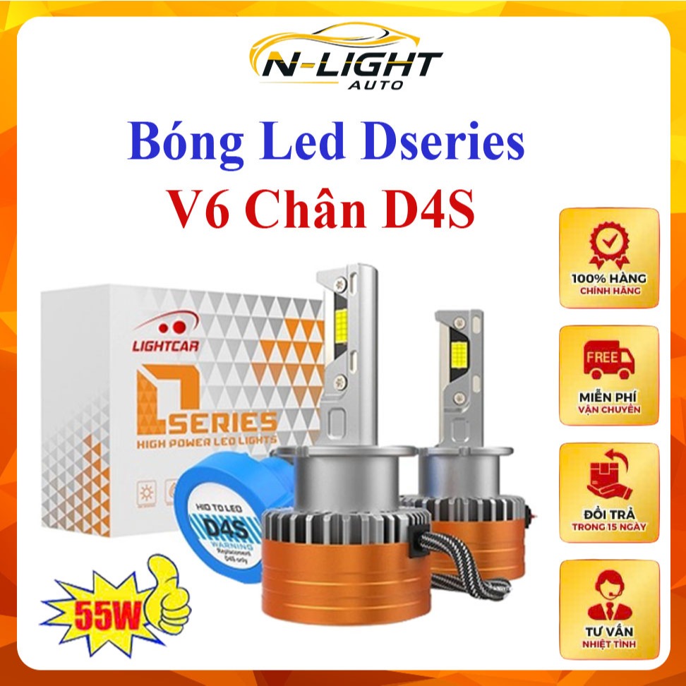 Bóng Led Chân D4S Cao Cấp , LightCar V6 D4S Siêu Sáng 55W