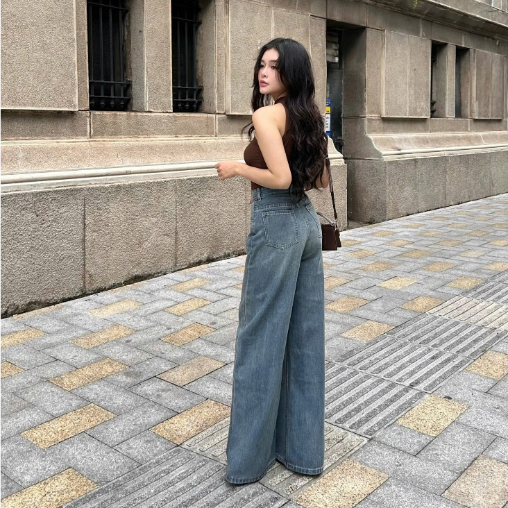 THE QUẠO - Quần Jean Nữ Lưng Cao Ống Loe Rộng 34cm Dáng Dài tôn dáng nhiều màu S1609_715 | BigBuy360 - bigbuy360.vn