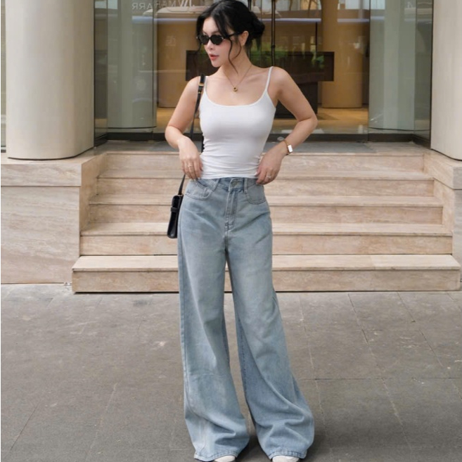 THE QUẠO - Quần Jean Nữ Lưng Cao Ống Loe Rộng 34cm Dáng Dài tôn dáng nhiều màu S1609_715 | BigBuy360 - bigbuy360.vn