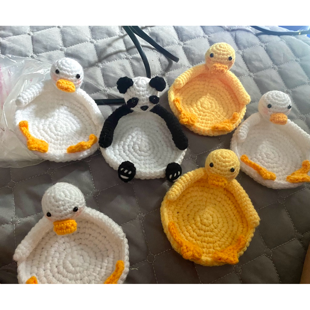 Miếng lót cốc hình con vịt đáng yêu, miếng lót cốc len đáng yêu