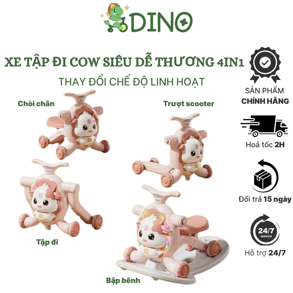 Xe Tập Đi Kiêm Xe Chòi Chân Và Scooter Đa Năng 3in1, 4in1 DINO.KID