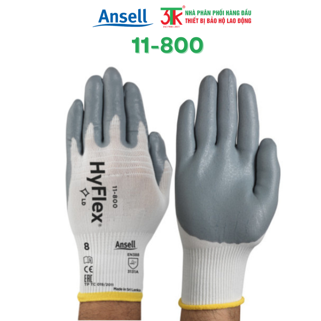 Găng Tay Bảo Hộ Ansell HyFlex® 11-800 – Bảo Vệ Tay An Toàn, Linh Hoạt Và Chính Xác Trong Lao Động
