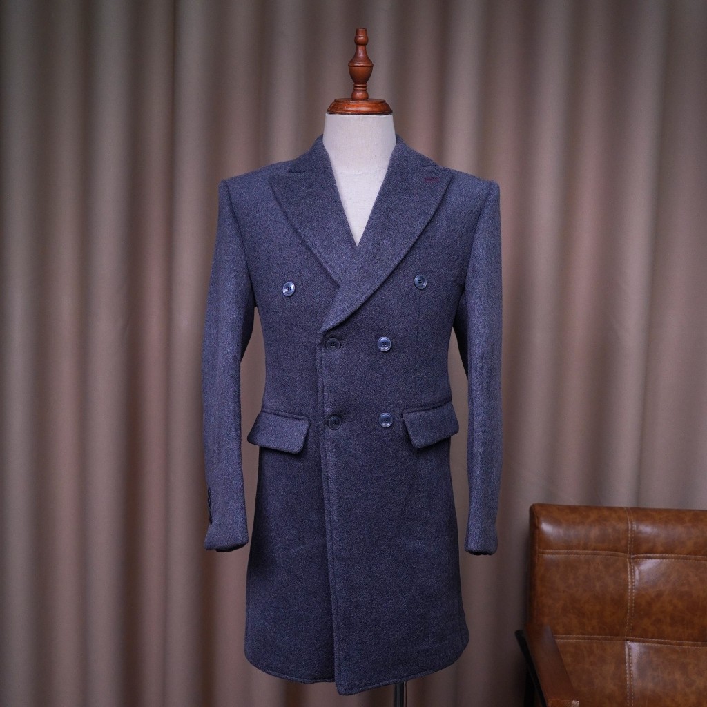 Áo dạ măng tô nam Lucky Men 6 cúc, chất vải dạ lông cừu, Form Slim Fit, dáng lửng, full cấu trúc MT0