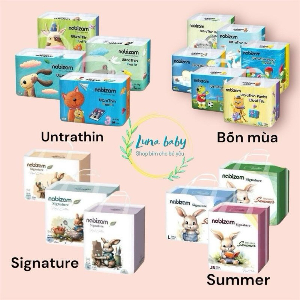 ( Thùng 4 Bịch Bỉm Nabizam  ) Tã Bỉm Dán/Quần Nabizam hàn quốc đủ size cho bé