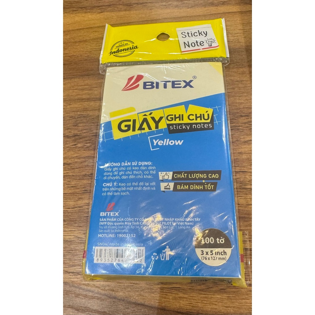 Xấp 100 tờ giấy ghi chú sticky note Bitex cỡ 3x5 inch