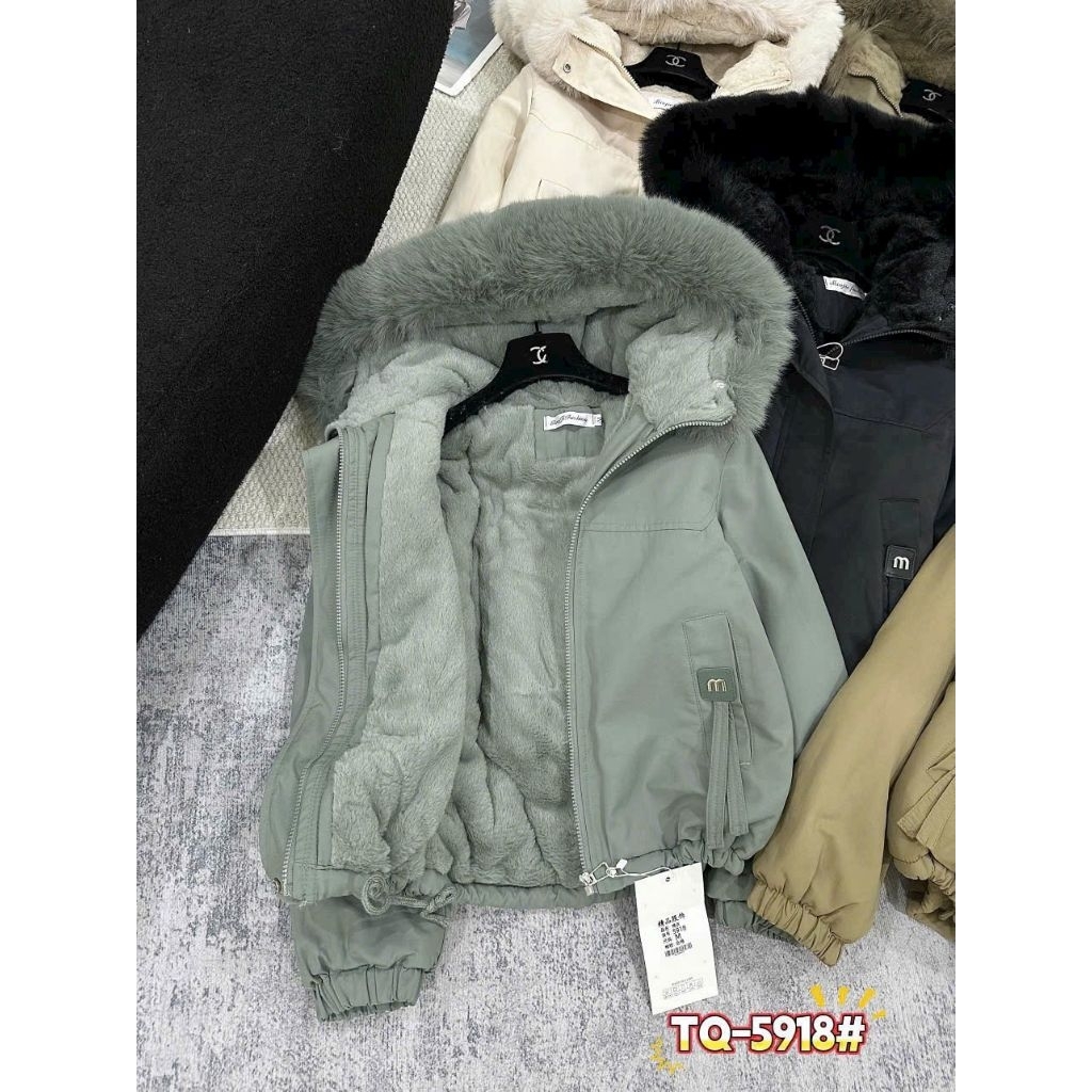 Áo khoác parka nữ lót lông dày ấm, áo khoác kaki nữ lót lông sang chảnh