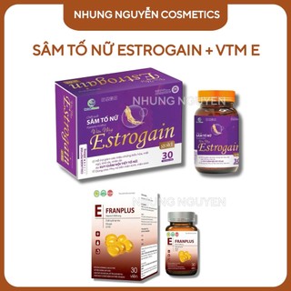   Mẫu Mới  Viên Uống Sâm Tố Nữ Estrogain Hỗ Trợ Sáng Đẹp Da Cải Thiện Nội Tiết - 1 Lọ 30 Viên Thực phẩm chăm sóc sắc đẹp 