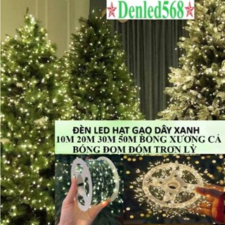  Đèn Led hạt gạo xương cá chống nước Dây Đồng Xanh Lá Quấn Cây Thông Mai Đào noel giáng sinh 