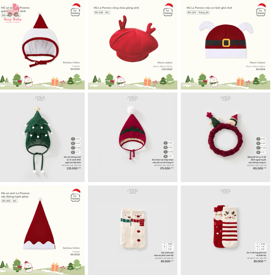 [ NOEL 2025] Noel Phụ kiện Giáng Sinh NOUS, LAPOMME, BU BABY, EMBES 2025