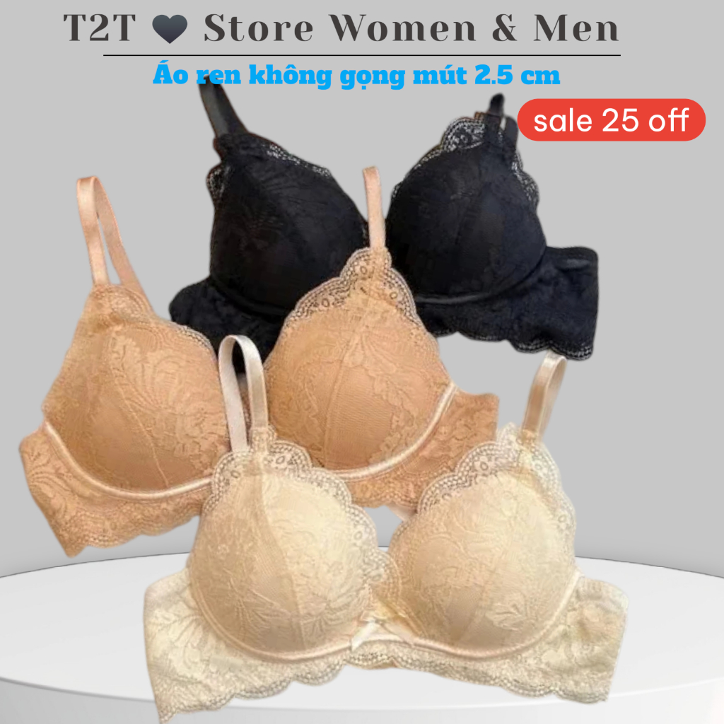 Áo Lót Nữ Đệm Mỏng Không Gọng Dáng Vát Ôm Ngực Mút 2.5 cm vân cánh tiên mang lại cảm giác t
