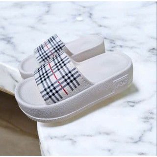 Dép đúc đế bằng cao 5cm họa tiết kẻ giản đơn size 37-41