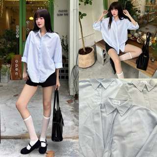  LUMIE TOP - Áo Sơ Mi Sọc DEROSE Form Rộng May Giấu Nút Vải Cotton Lạnh Mềm Thoải Mái 