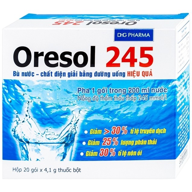 Oresol 245 hộp 20 gói bù nước - chất điện giải DHG PHARMA