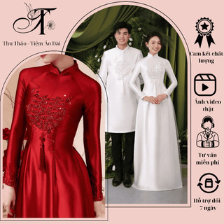  Cặp áo dài dâu rể Như Hỷ đính kết cao cấp lụa tô châu diểm tua rua nhẹ nhàng ăn hỏi,lễ cưới siêu xinh 