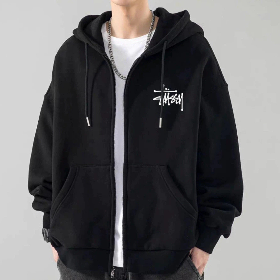 Áo khoác Hoodie Zip Nam Form Unisex lót bông mềm mại C7JCK529Q -POLOMEN from rộng