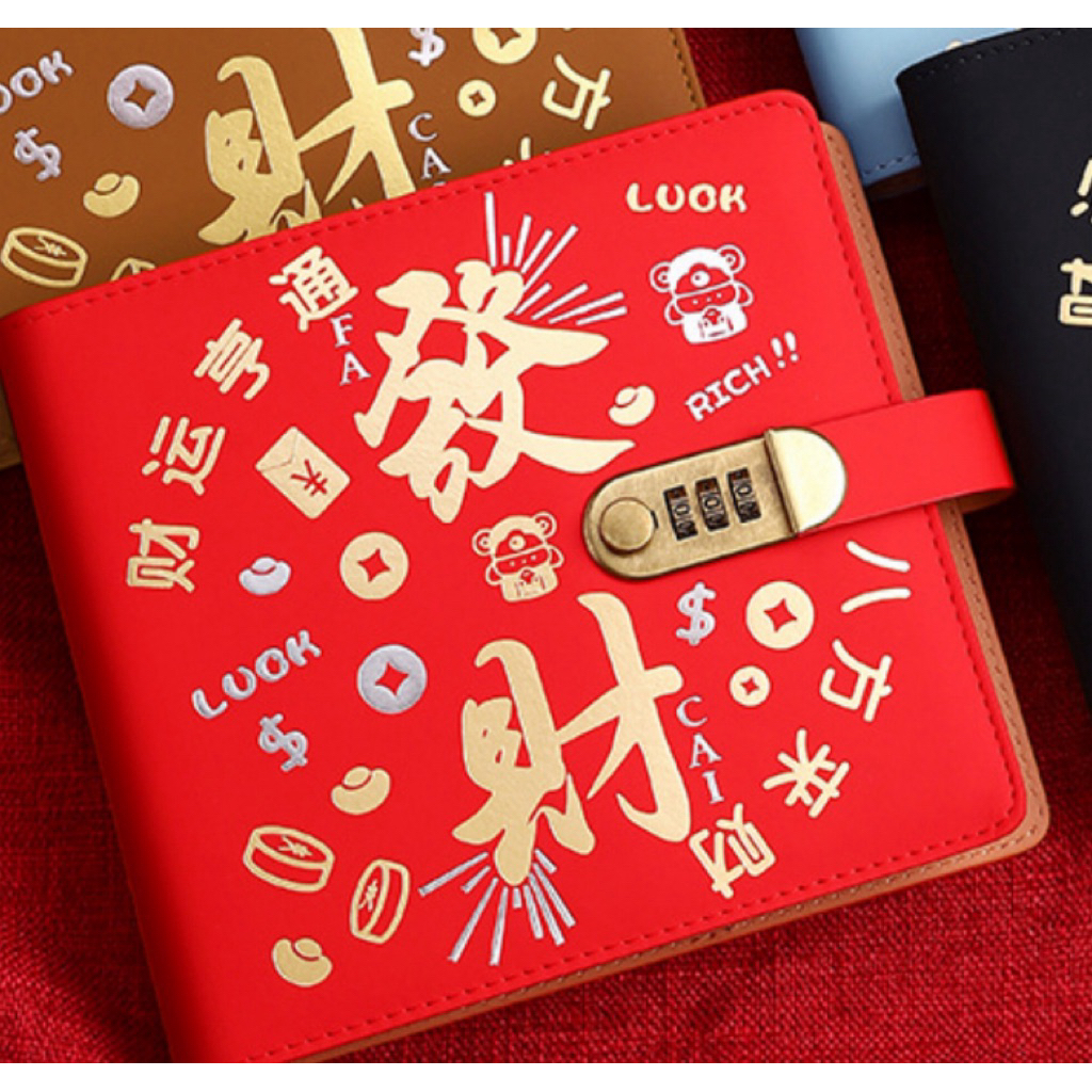 (Hàng sẵn) Sổ tiết kiệm tiền 100 /200 trang có khoá mật mã, sổ sưu tập tiền màu đỏ hồng