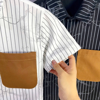 ÁO SƠ MI COTTON LẠNH SỌC TAY NGẮN - SMTN