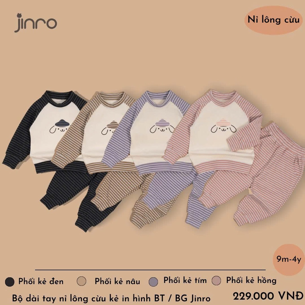 [JINRO] Bộ Nỉ Lông Cừu Jinro Mềm Ấm Cho Bé 9m-4y
