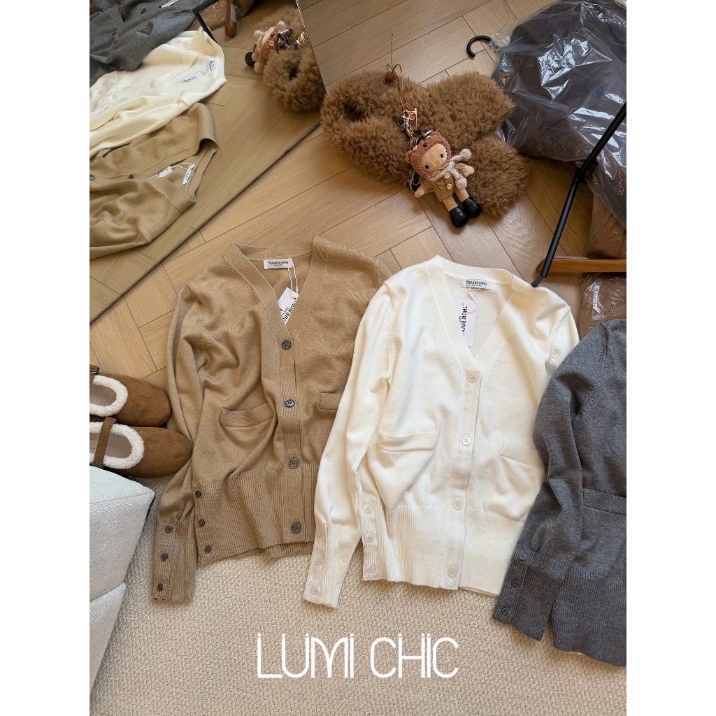 áo khoác len cardigan LUMI CHIC dáng cơ bản mềm mịn thiết kế trơn thanh lịch chất len dệt cao cấp C1