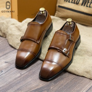  Giầy lười tây nam cao cấp đế gỗ phíp da bò thật bảo hành 1 năm kiểu dáng Double Monkstrap - Mã T160 