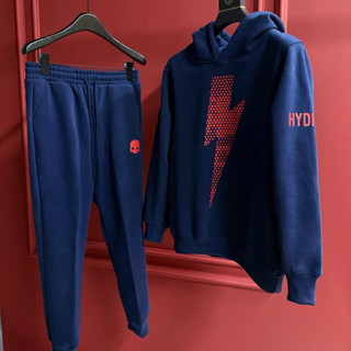  Đồ bộ nam dài tay thu đông nỉ bông áo mũ hoodie in logo đầu lâu tia sét tổ ong ngực dày dặn 