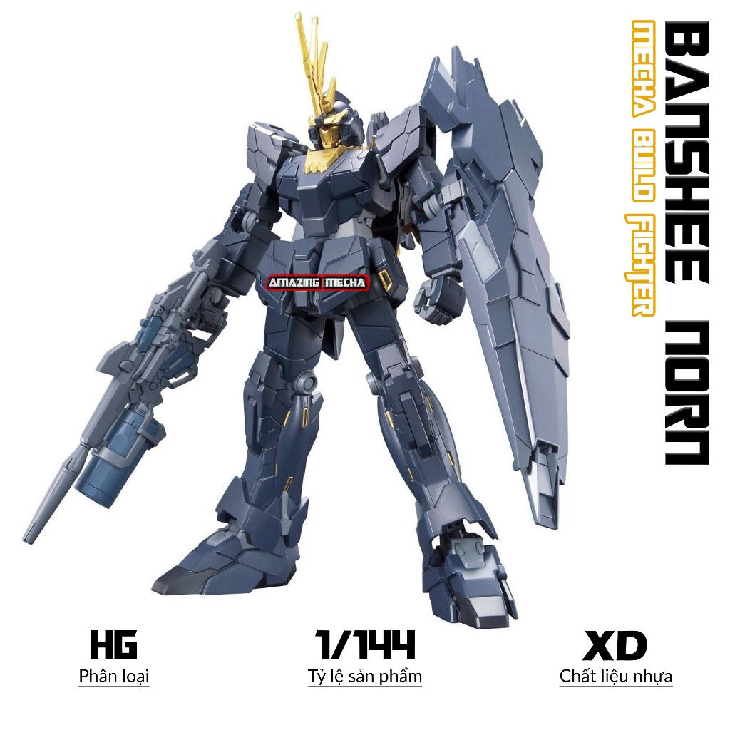 Mô hình HG Unicorn Banshee Norn (Unicorn mode), 1/144 Mecha, Đồ chơi lắp ráp nhựa