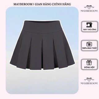  MAYBEROOM® Chân váy xám xếp ly cao cấp 3 lớp kèm lót quần dày dặn POKAIO SKIRT 