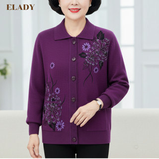  Áo khoác trung niên nữ AD1006 áo khoác len cổ bẻ cài cúc cho mẹ cho bà hàng Quảng Châu mềm mịn 