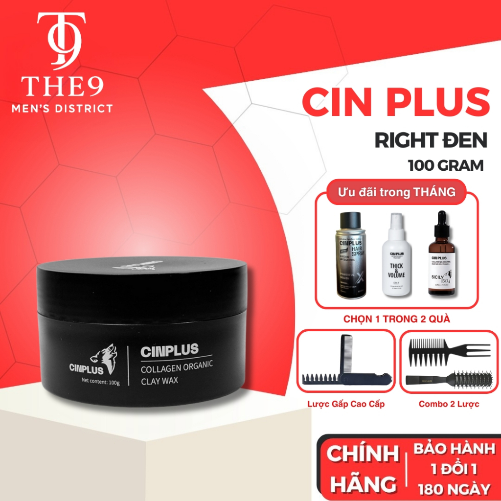 [CHÍNH HÃNG] Sáp vuốt tóc nam CINPLUS clay wax Right Đen Sicily 1504 tạo kiểu, giữ nếp tóc - cinplus