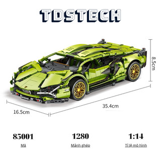   Bản Nâng Cấp  Mô hình lắp ráp siêu xe Lambo 1280 PCS  tỉ lệ 1:14 đồ chơi ô tô điều khiển lắp ghép siêu xe MS22003 