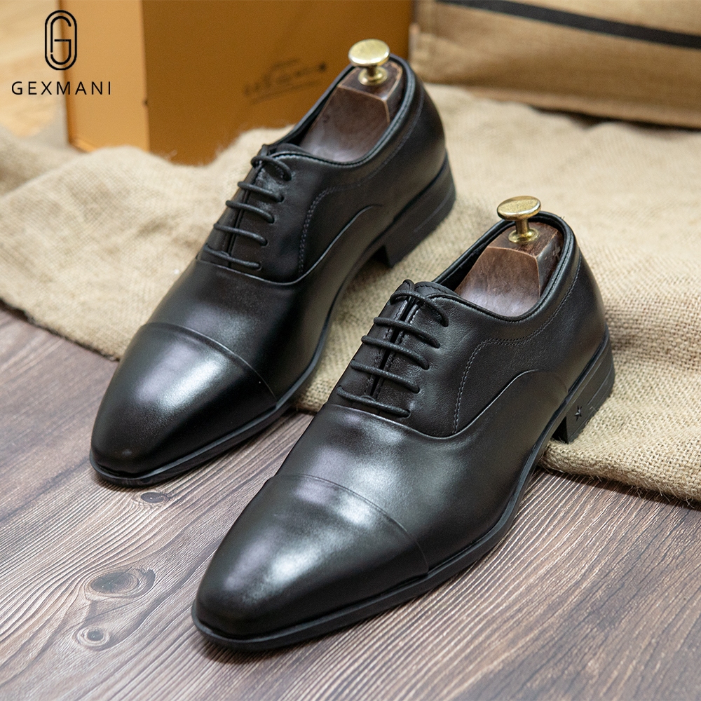 Giày nam oxford công sở da bò nappa cao cấp màu nâu - Bụi leather- hộp sang trọng -Bảo hành 12 tháng