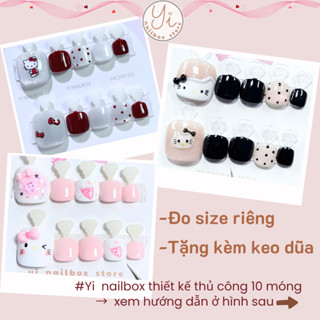  Nailbox chân BC25 móng chân giả sơn gel thạch trang trí Hello Kitty yi nailbox thiết kế 