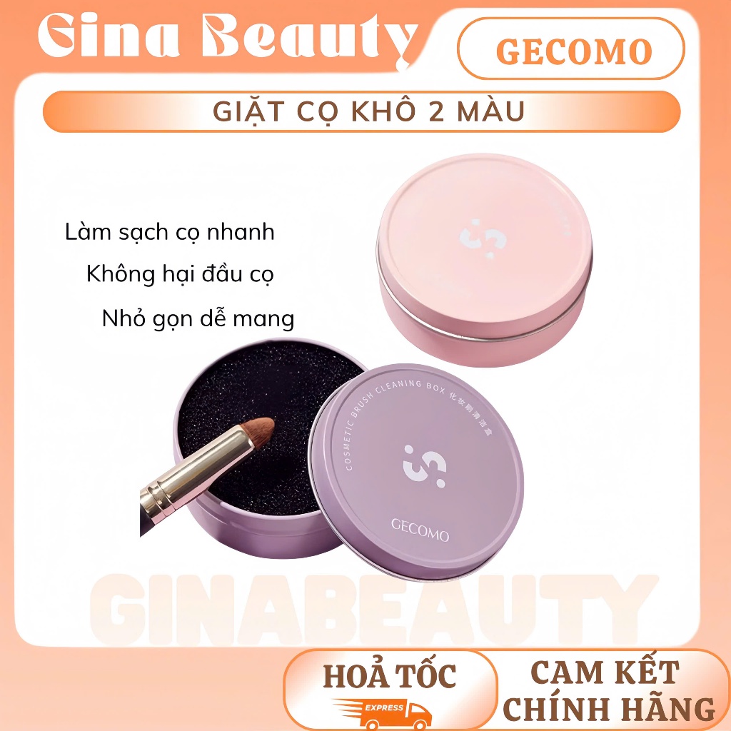 [GECOMO] Hộp Vệ sinh cọ Gecomo phủi Cọ Khô, Giặt Cọ, Lau cọ nhỏ gọn, tiện lợi GINABEAUTY