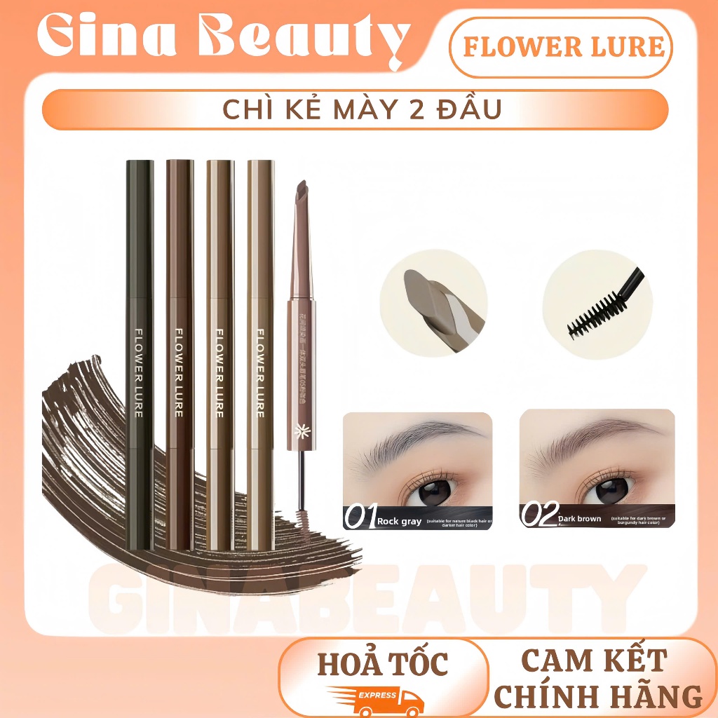 [FLOWER LURE] Bút chì kẻ mày Flower Lure Chì kẻ mày đa năng chống nước ,lâu trôi GINABEAUTY