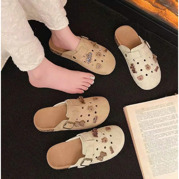 [Peinn] [ HÀNG QC LOAI1 ] Sục Slip-0n Da Lộn Tặng Kèm STic Gấu NiceLove Dép Xinh Nhà MINA