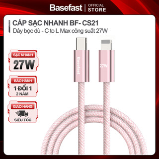  Cáp sạc nhanh 20W Basefast dùng cho Phone 14 13 12 11 Xsm Xr dây dù PD27w siêu bền dài 1m 2m 