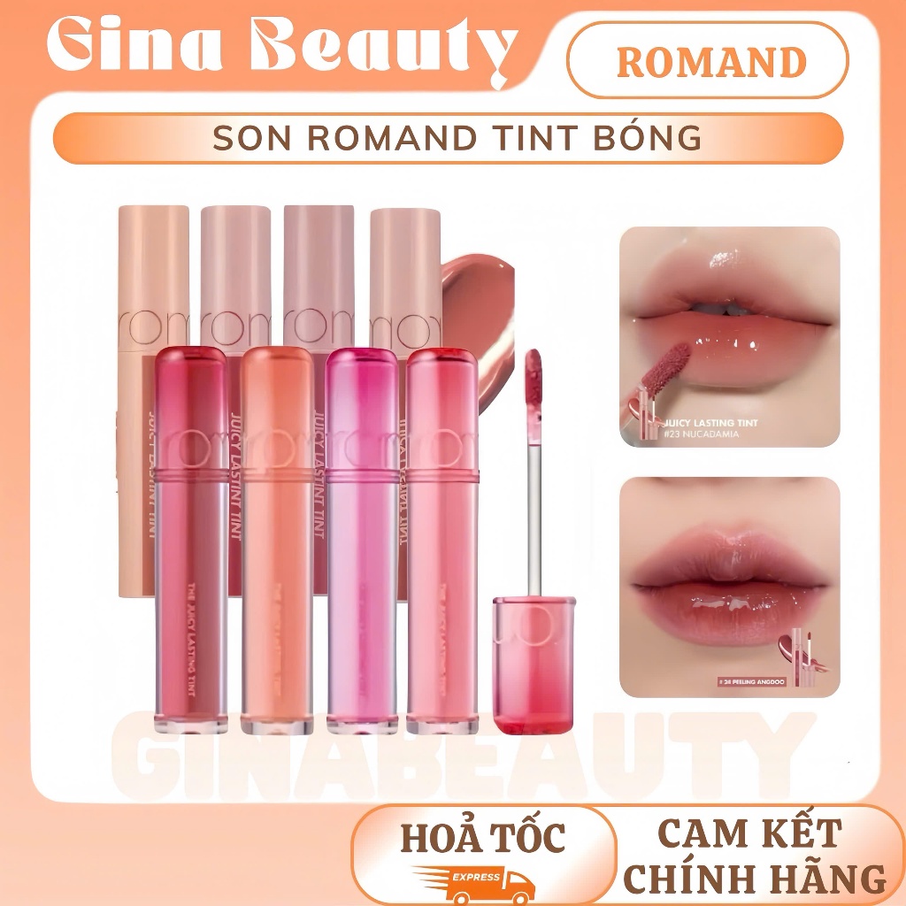 [ROMAND] Son Tint Bóng Romand Ginabeauty, Siêu Lì, Căng Mọng Môi Hàn Quốc Romand Juicy Lasting Tint