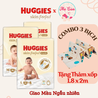   Tặng Thảm xốp  Bộ 3 bịch tã quần Huggies Skin Perfect M98+4 L88+4 XL72+4 XXL64+4 hai vùng thấm hút 