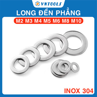 Combo 50 Vòng Đệm, Long Đền Phẳng INOX 304 Cho Ốc Lục Giác | Size M3, M4, M5, M6, M8, M10, M12 Hút Nam Châm Nhẹ