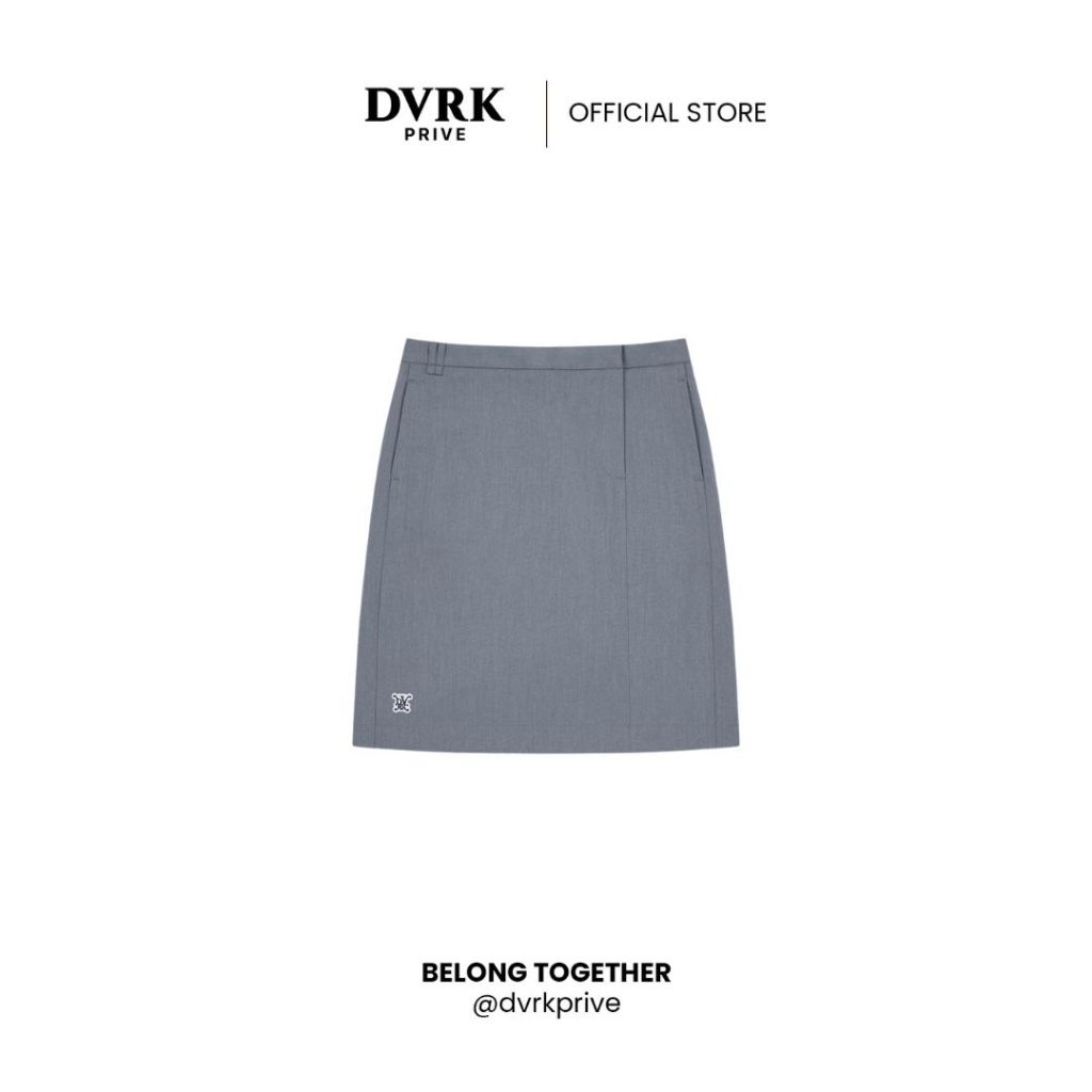 Chân Váy Midi Chữ A DVRK Prive Chất Vải Cotton Cao Cấp Màu Xám-25W