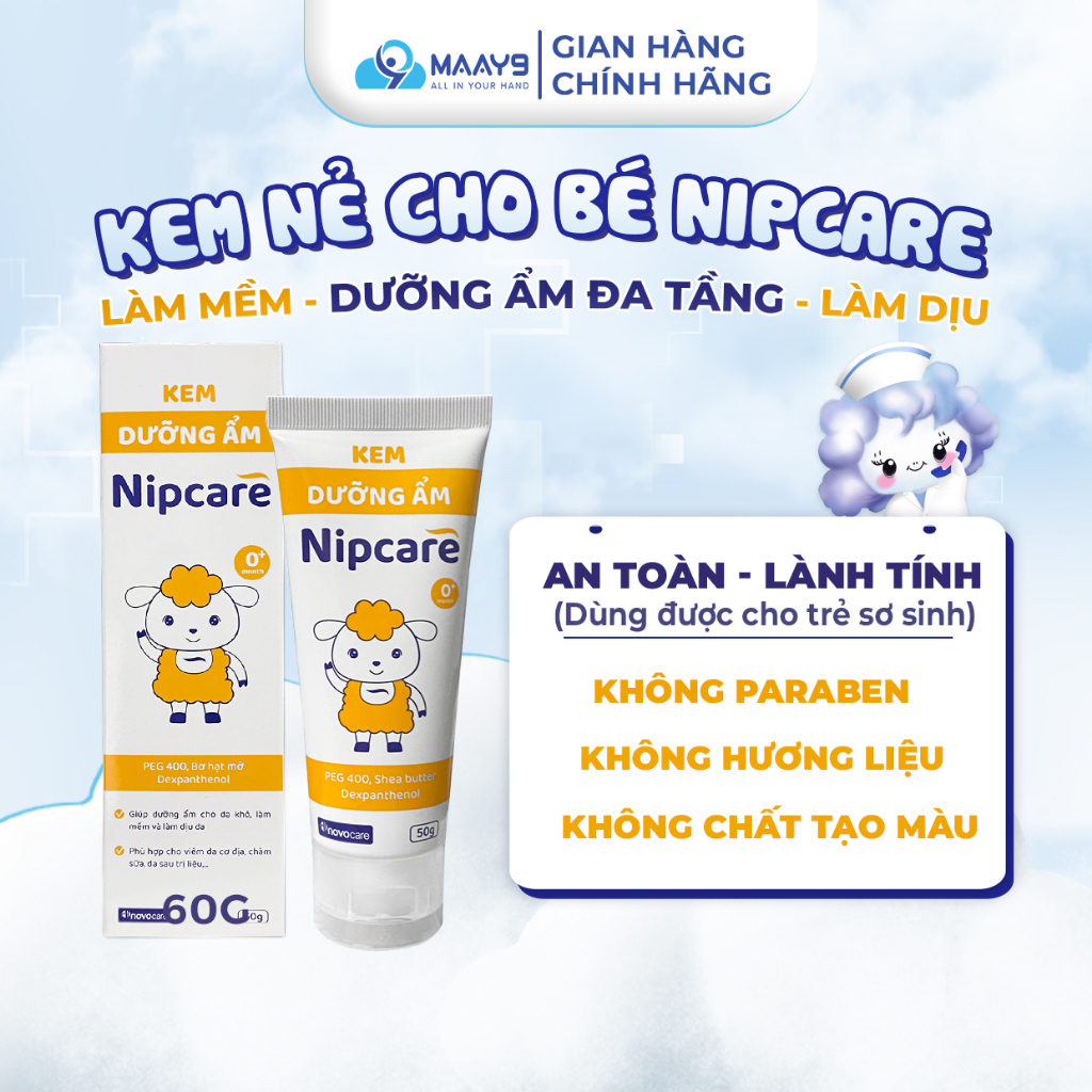 Kem dưỡng ẩm Novocare Nipcare 60g- kem nẻ cho bé da khô, nứt nẻ, chàm sữa, viêm da cơ địa