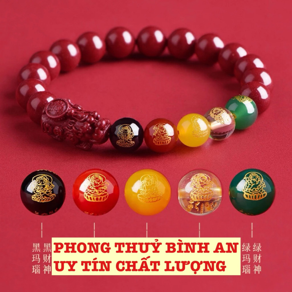 Vòng tay Chu Sa Tỳ Hưu ngũ lộ thần tài - Tặng Kèm Hộp Đỏ