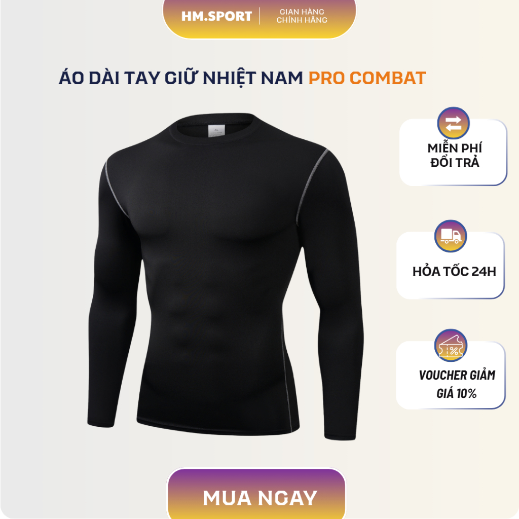 Áo Giữ Nhiệt Dài Tay Pro ComBat , Áo Giữ Nhiệt Thể Thao Tập Gym Bóng Đá - TVSPORT.